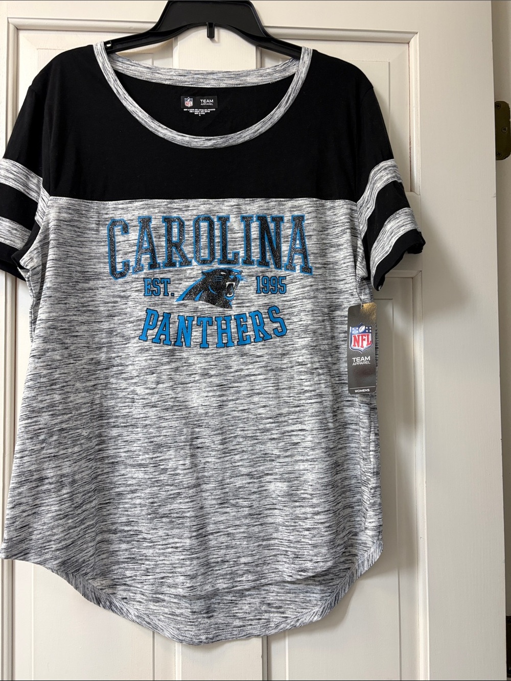 Team Apparel Carolina Panthers Short Sleeve Tee - Black/Gray/Blue